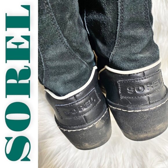 SOREL Tivoli III High Black Suede Faux Fur Trimmed Mid-Calf Boot, Size 7.5 - Picture 5 of 10